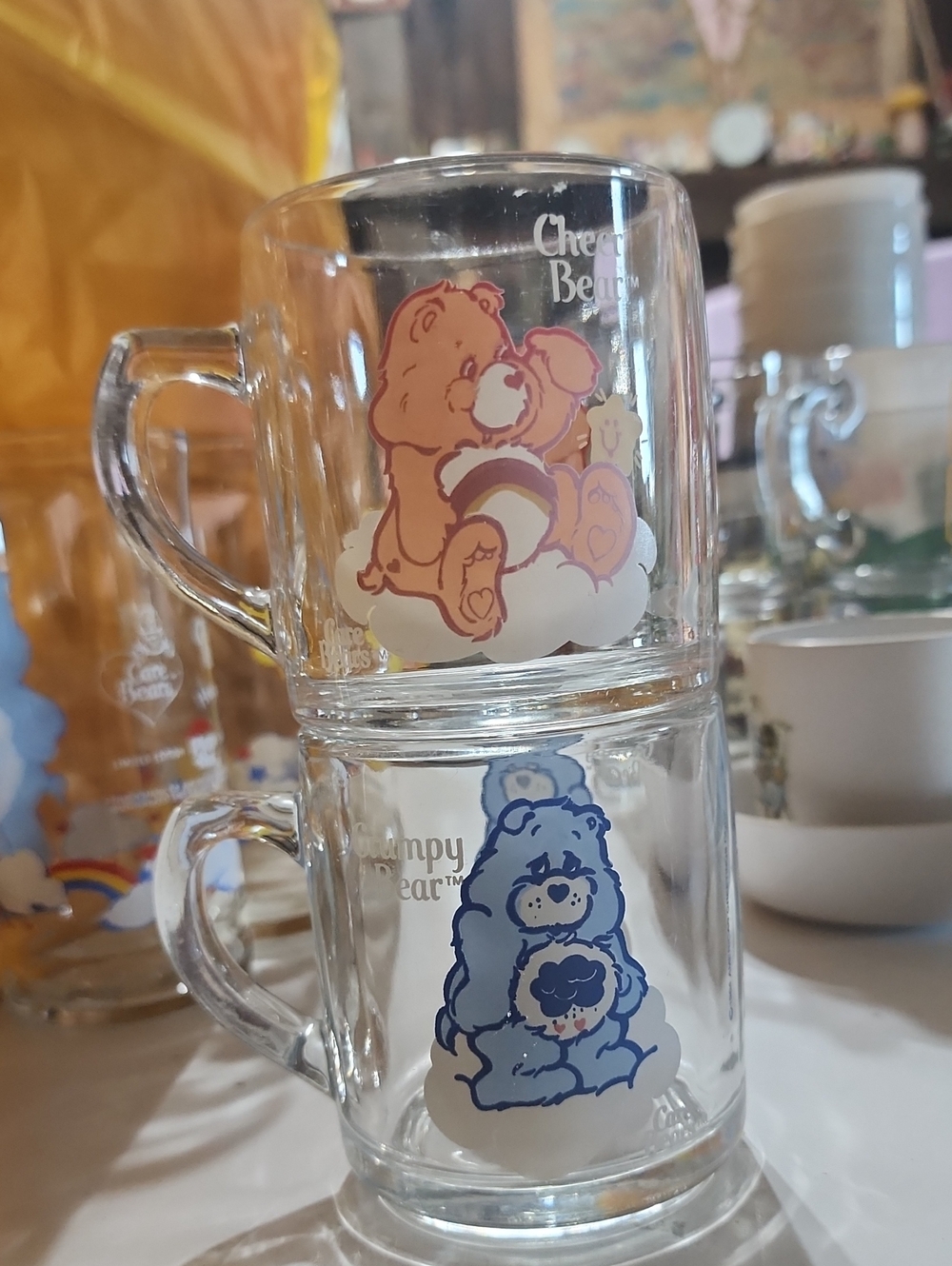 Care Bears Glass Mug Pair - Pink & Blue Designs